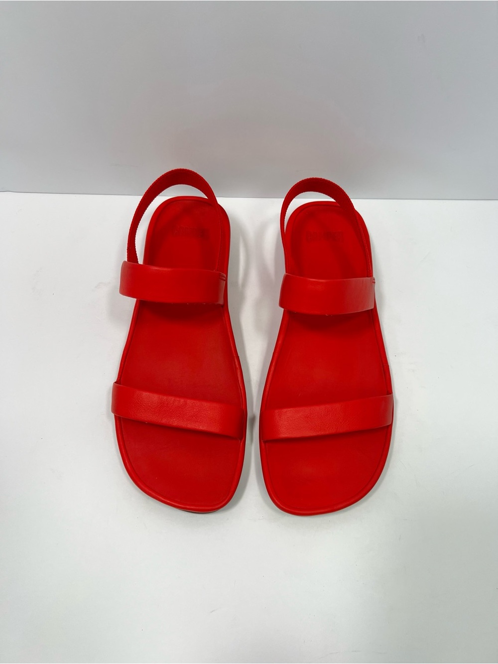 Camper Right Isla Red Leather Slingback Sandals Women's Size 39 Flat Strappy